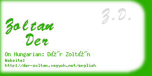 zoltan der business card